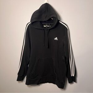 Adidas 3-Stripes Pullover Hoodie Men's XL Black/White Hooded Sweatshirt BR3588